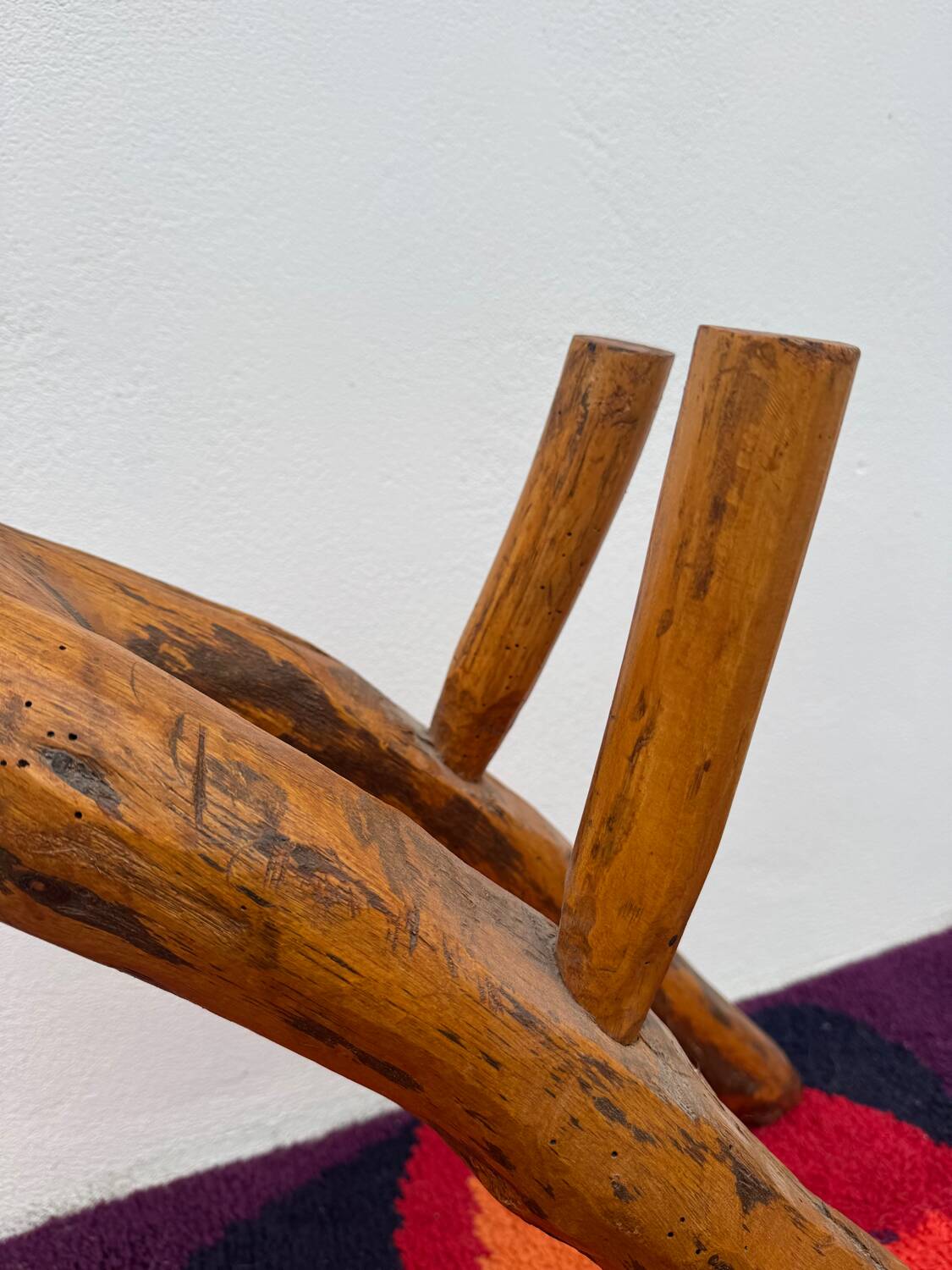 Brutalist style wooden magazine rack from the 1960s