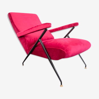 Velvet reclining armchair 1950