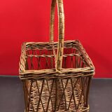 Antique Wicker Basket 4 Bottle Basket Good Condition 23 x 23 x 39 cm
