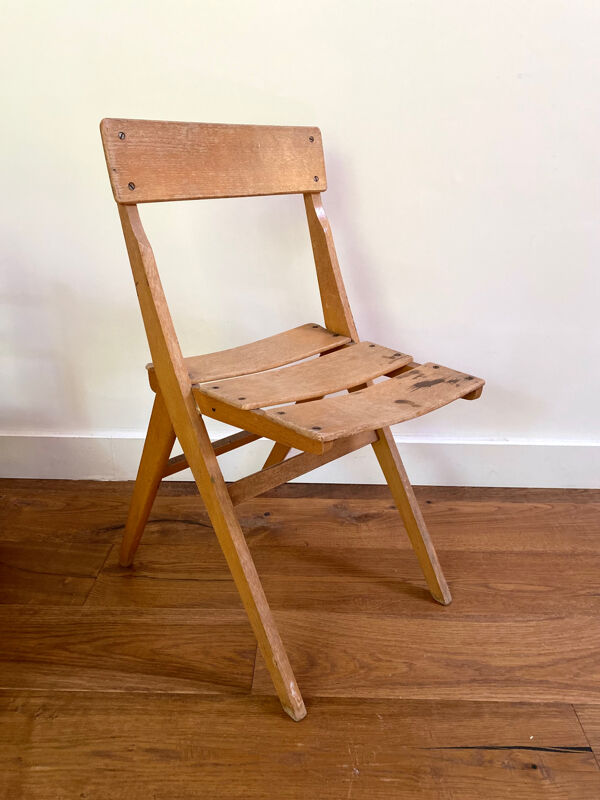 Chaise scandinave vintage en bois pour enfant