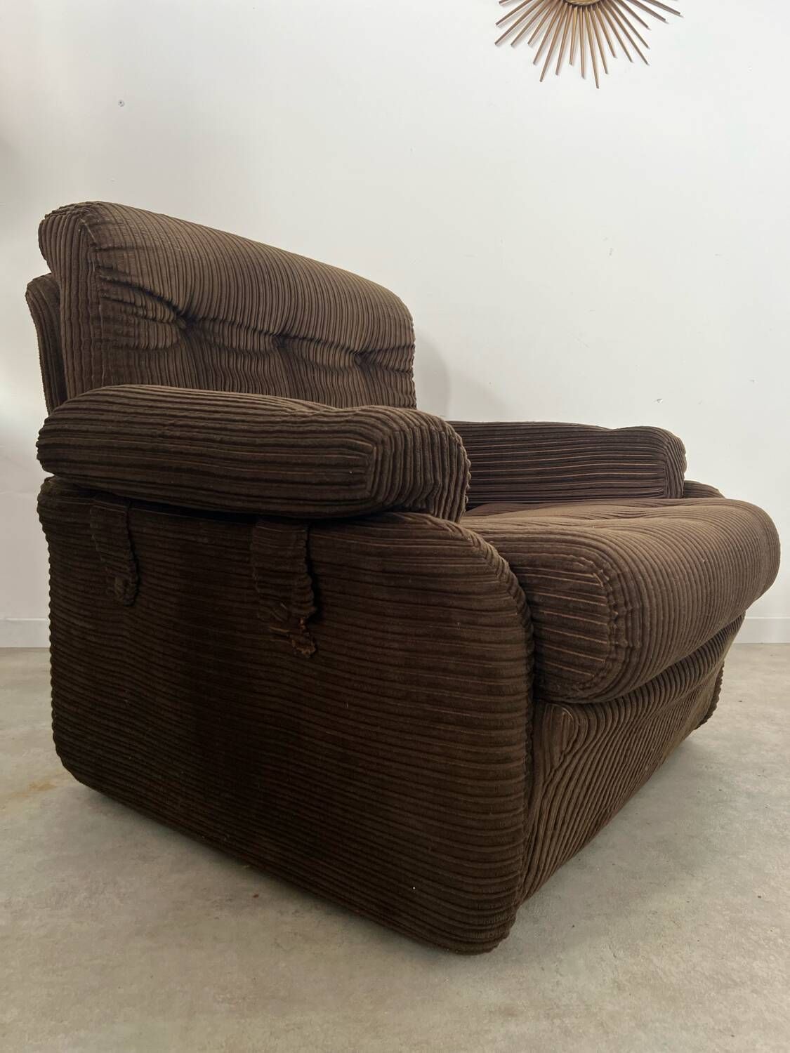 Set of 2 vintage Airborne French design armchairs from the 60s in velvet