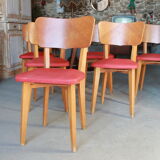 Lot of 6 ELF chairs in wood and vinyl