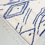 Moroccan berber carpet azilal with majorelle blue patterns 2,98x1,83m