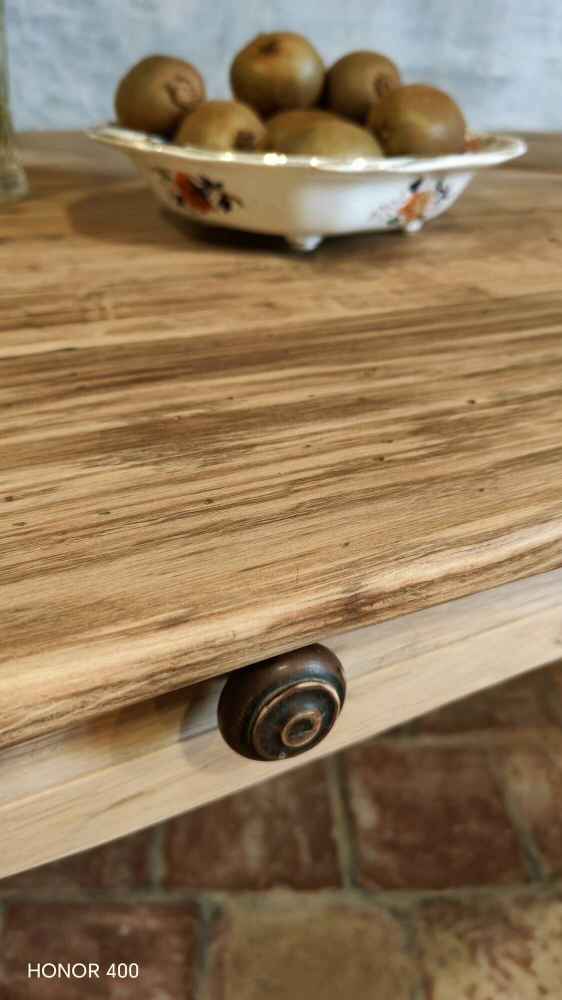 Solid oak farmhouse table "brut" 247x89, top "chocolate oak"