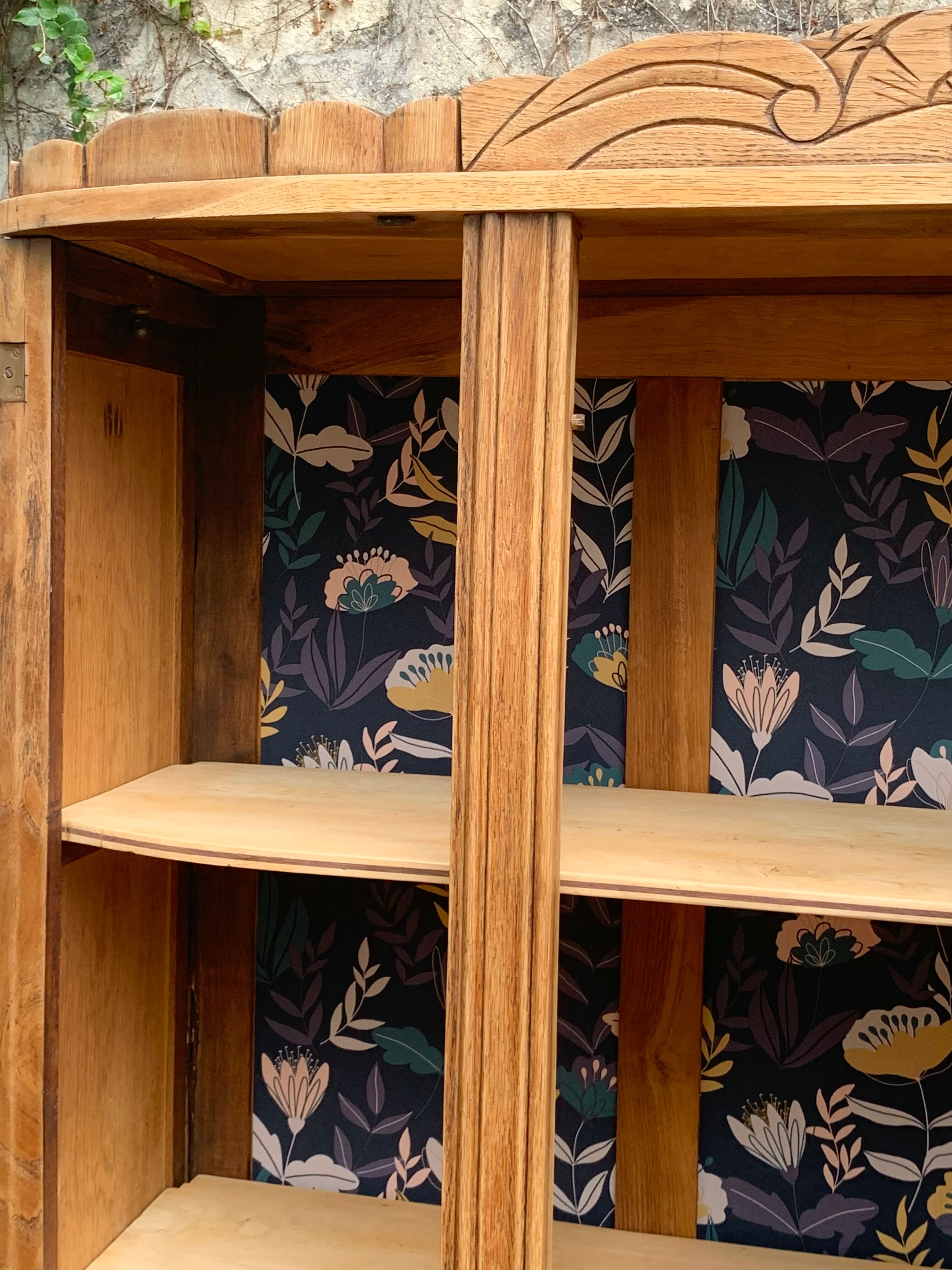 Parisian art deco wardrobe solid raw oak 1930