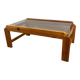 Pine coffee table with smoked glass top, 1970s/80s.