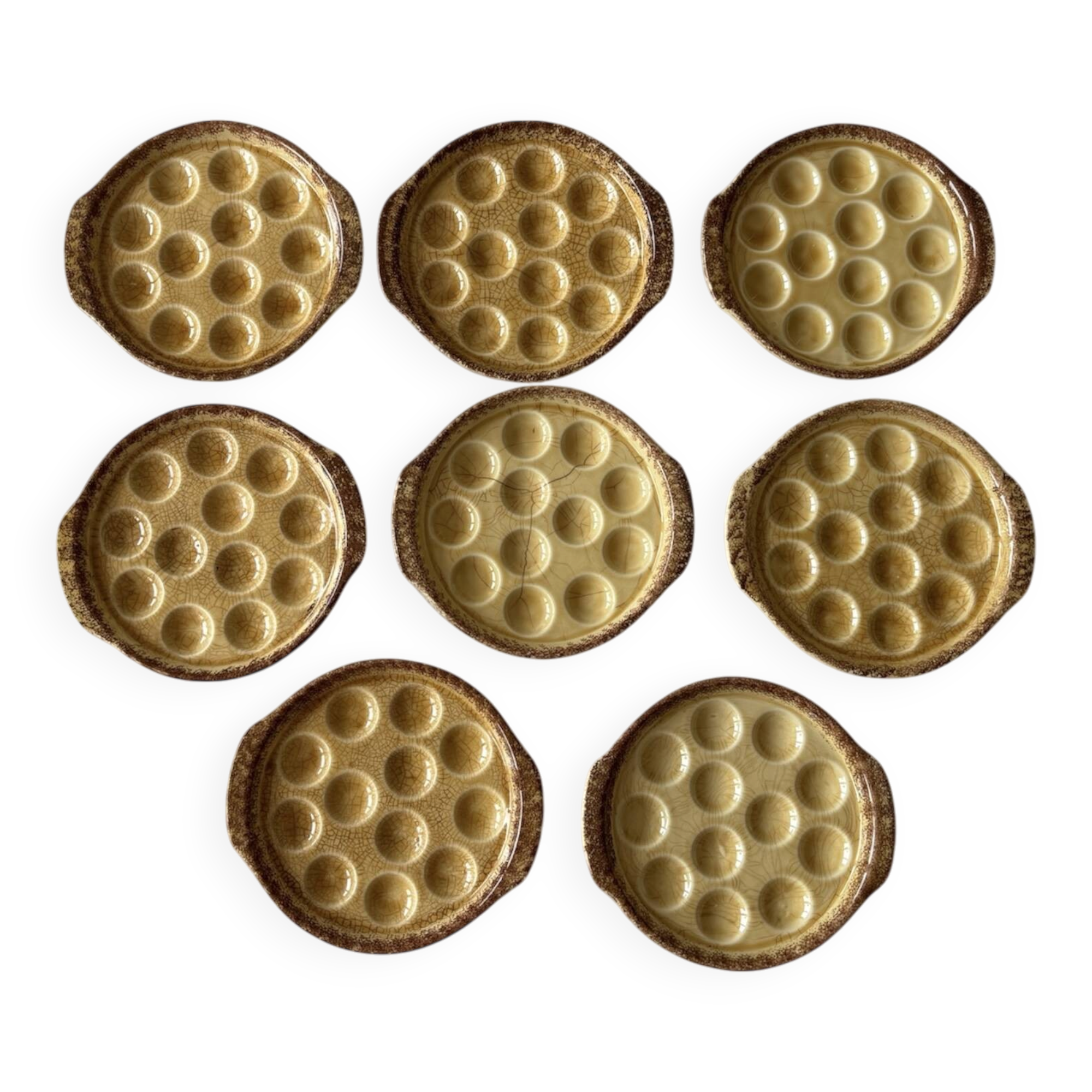 Set of 8 antique snail plates - Gien porcelain France