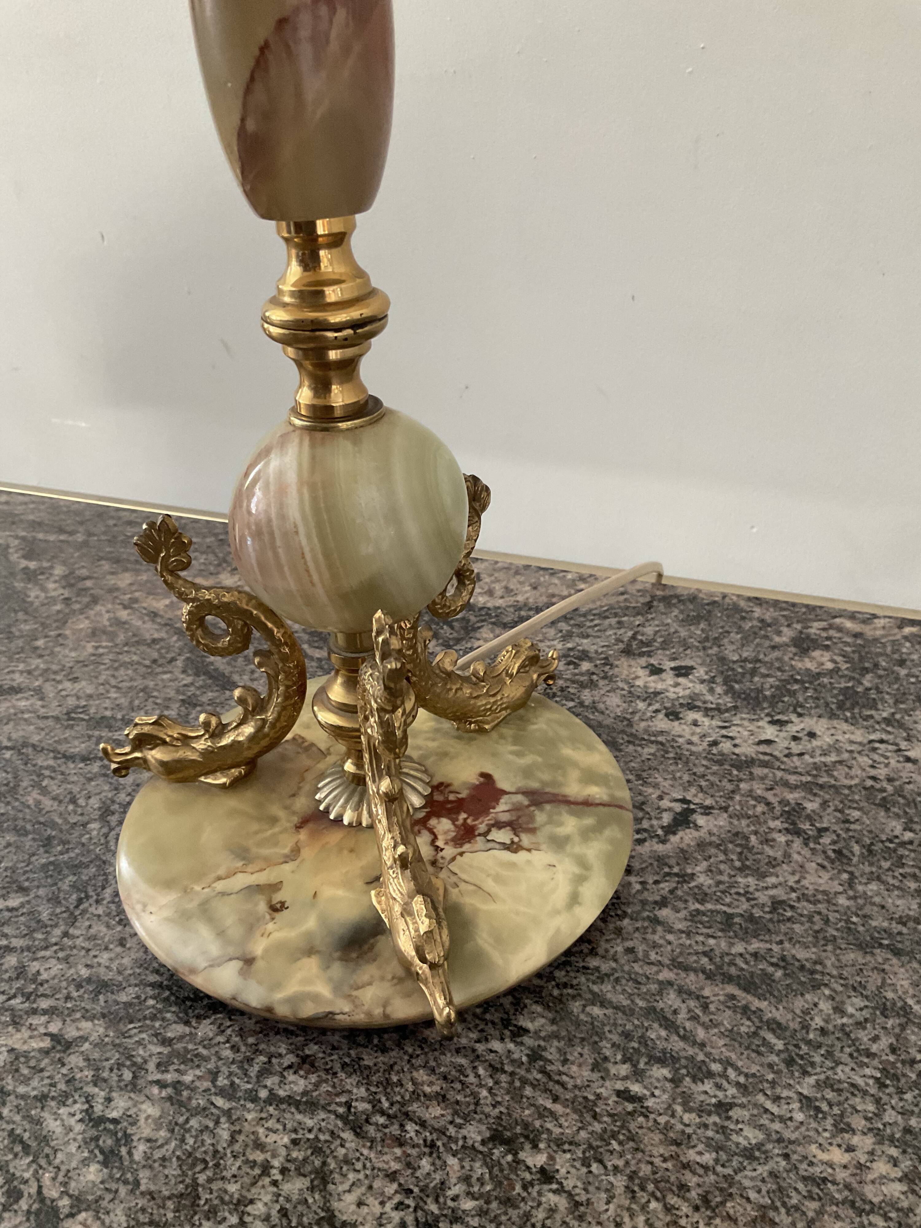 Lamp 70s in onyx and brass