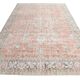 7x11 Salmon Pink & Blue Vintage Persian Rug, Large Floral Rustic Decor