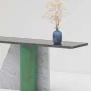 Lella et Massimo Vignelli — Console en ardoise et marbre “Ambiguità” 1983