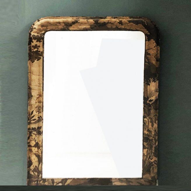 Large antique mirror with upholstered frame  92x128cm