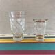 Pair Old Glass Vase Moulded Gold Decor AMORA - Vintage Geometric Design