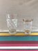 Pair Old Glass Vase Moulded Gold Decor AMORA - Vintage Geometric Design