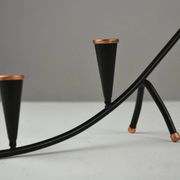 Black Painted Metal Candle Holder with Copper Detailing – Gunnar Ander for Ystad-Metall, Sweden, 1950s
