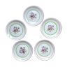 Lot of 5 vintage Gien earthenware dessert plates, 40/50s, with floral pattern in the centre