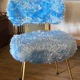 Vintage blue Pelfran fur chair