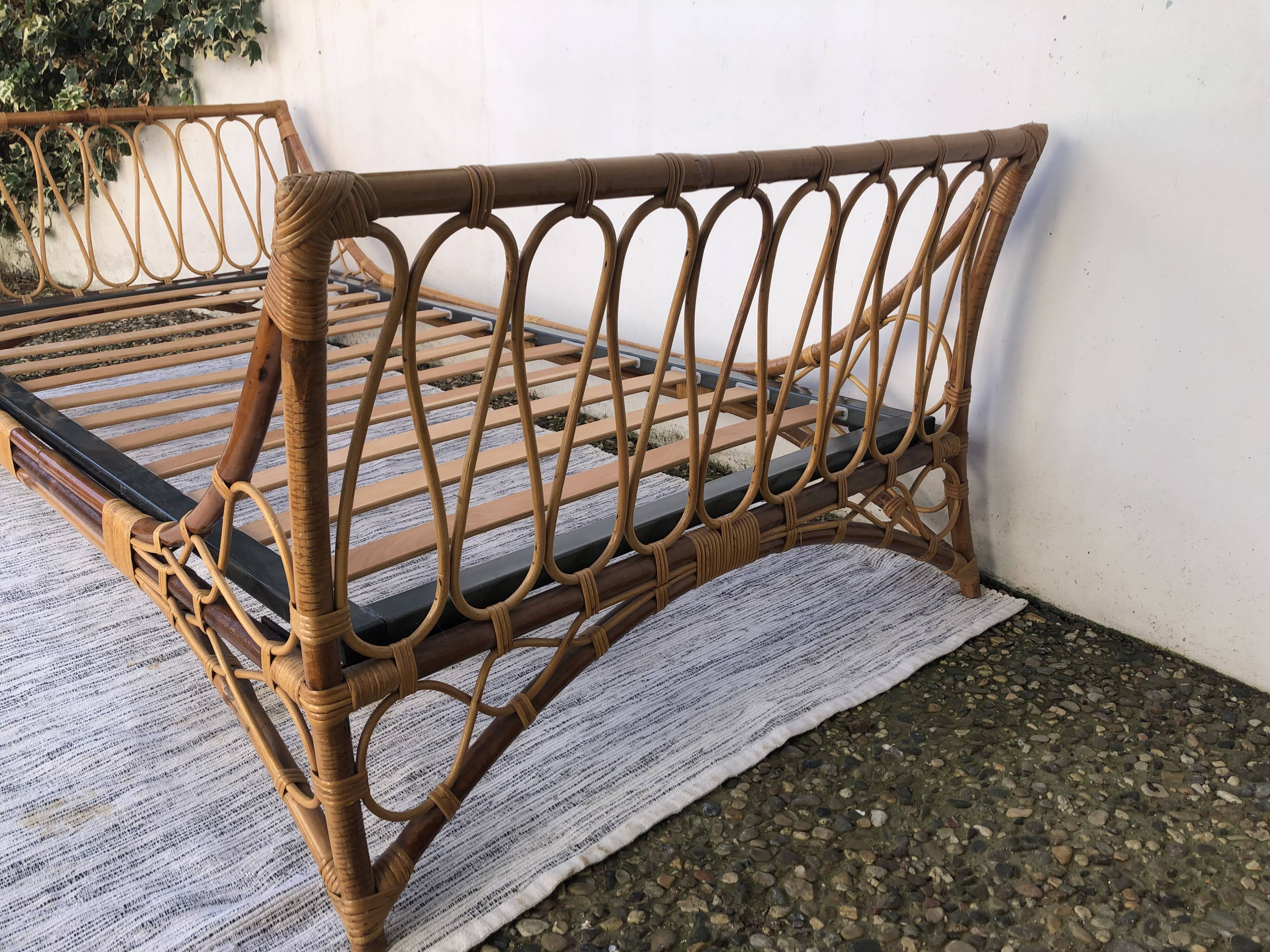 Vintage rattan bed
