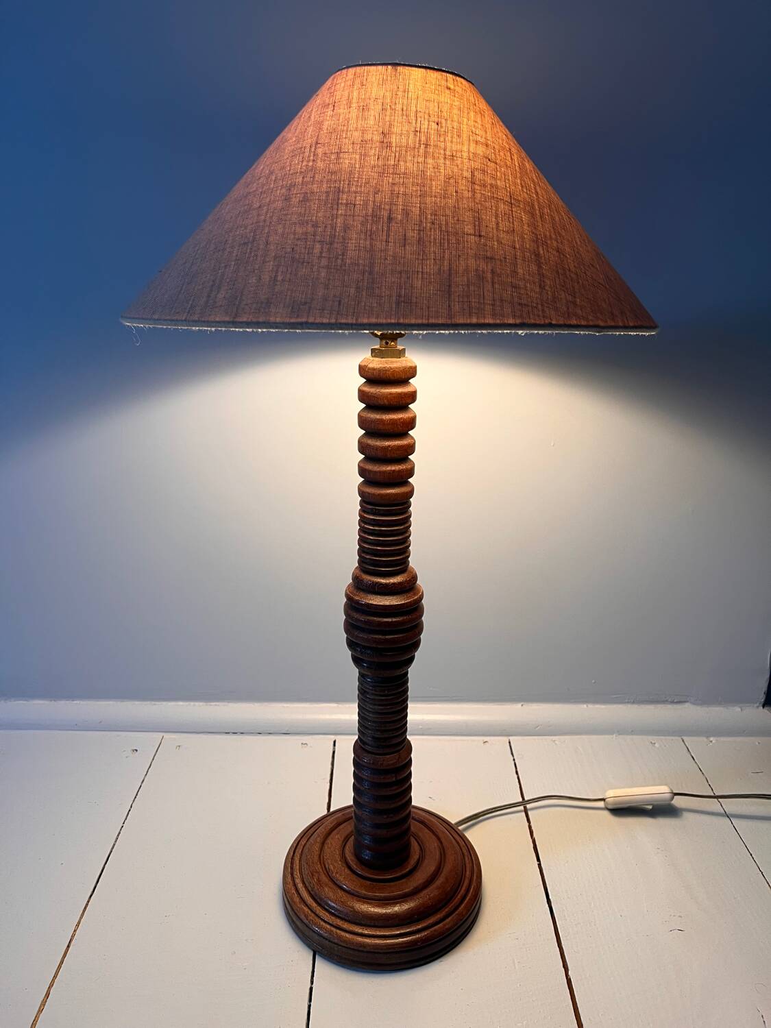 Vintage turned wood lamp