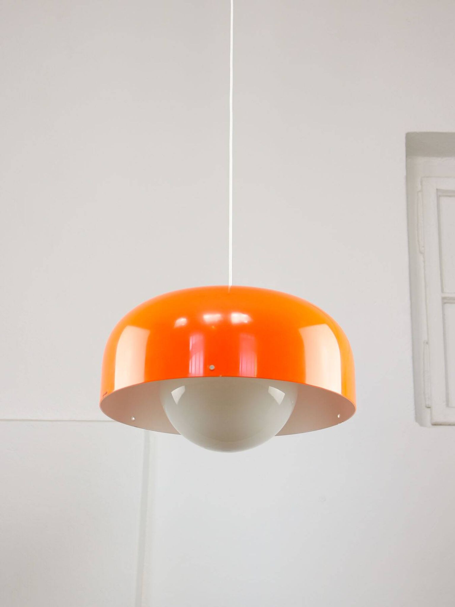 Big Space Age Pendant from Guzzini in Orange, 1970s
