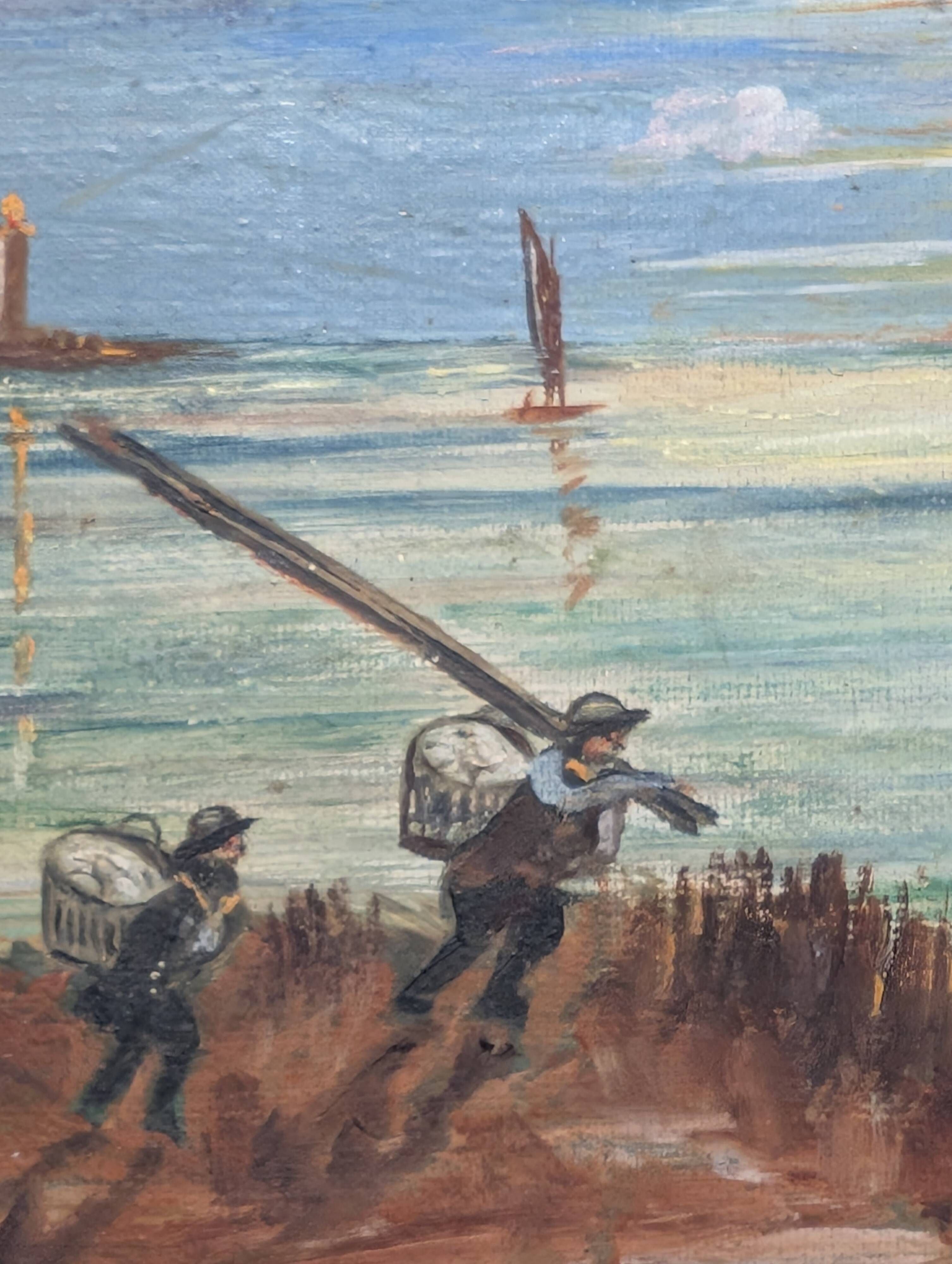 Old oil painting on canvas from the 19th/20th century.