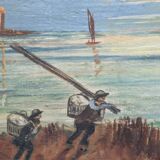 Old oil painting on canvas from the 19th/20th century.