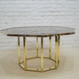 Brass  Italian coffee table by Romeo Rega, 1970s