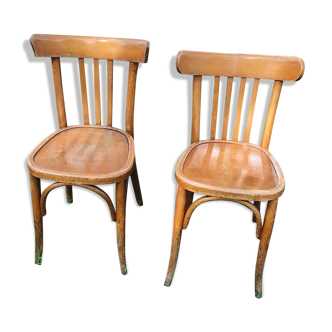 Lot of two wooden bistro chairs