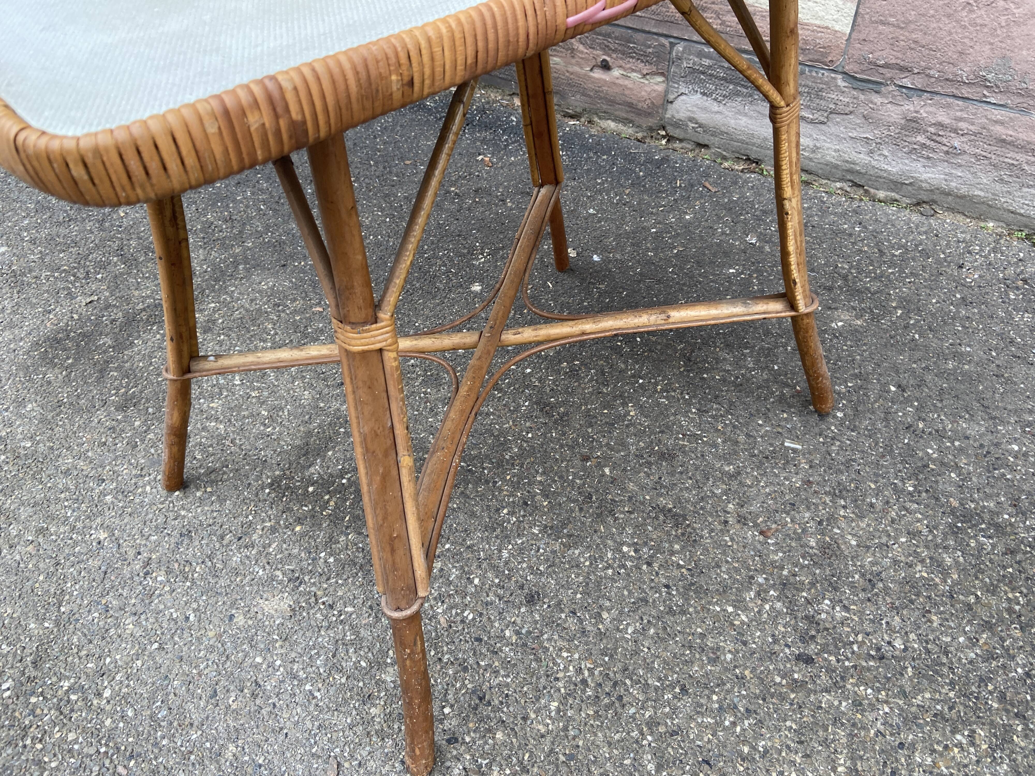 Vintage bamboo & rattan table 1950