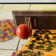 Vintage wooden wall coat rack - triple coat hook with red balls