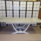 Art-deco table solid oak patina with lime