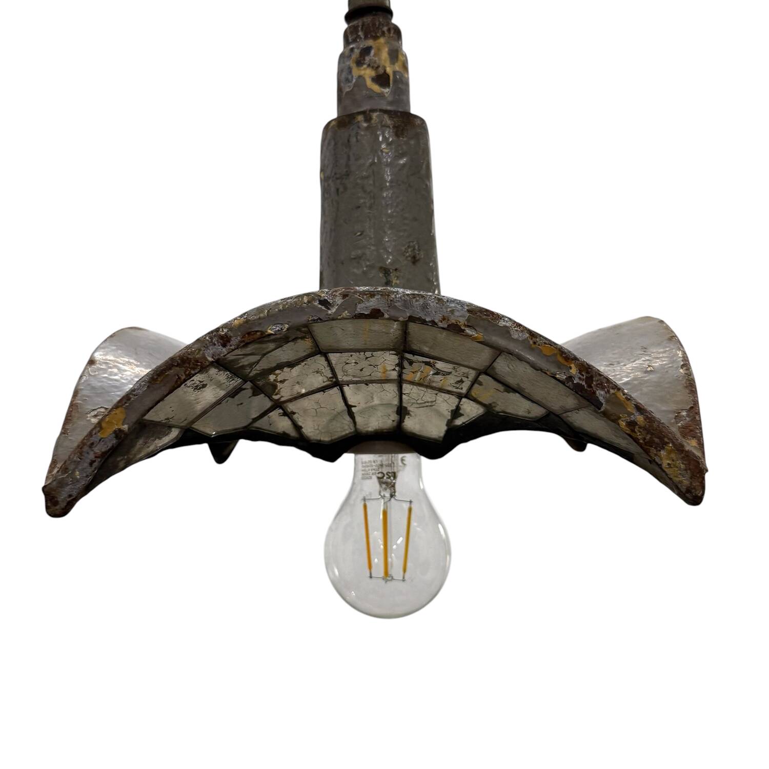 Nr. 1 Vintage industrial mirrored pendant light by Esla