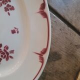 Oval dish with red floral decoration from the 40s