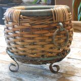 Wicker and metal planter
