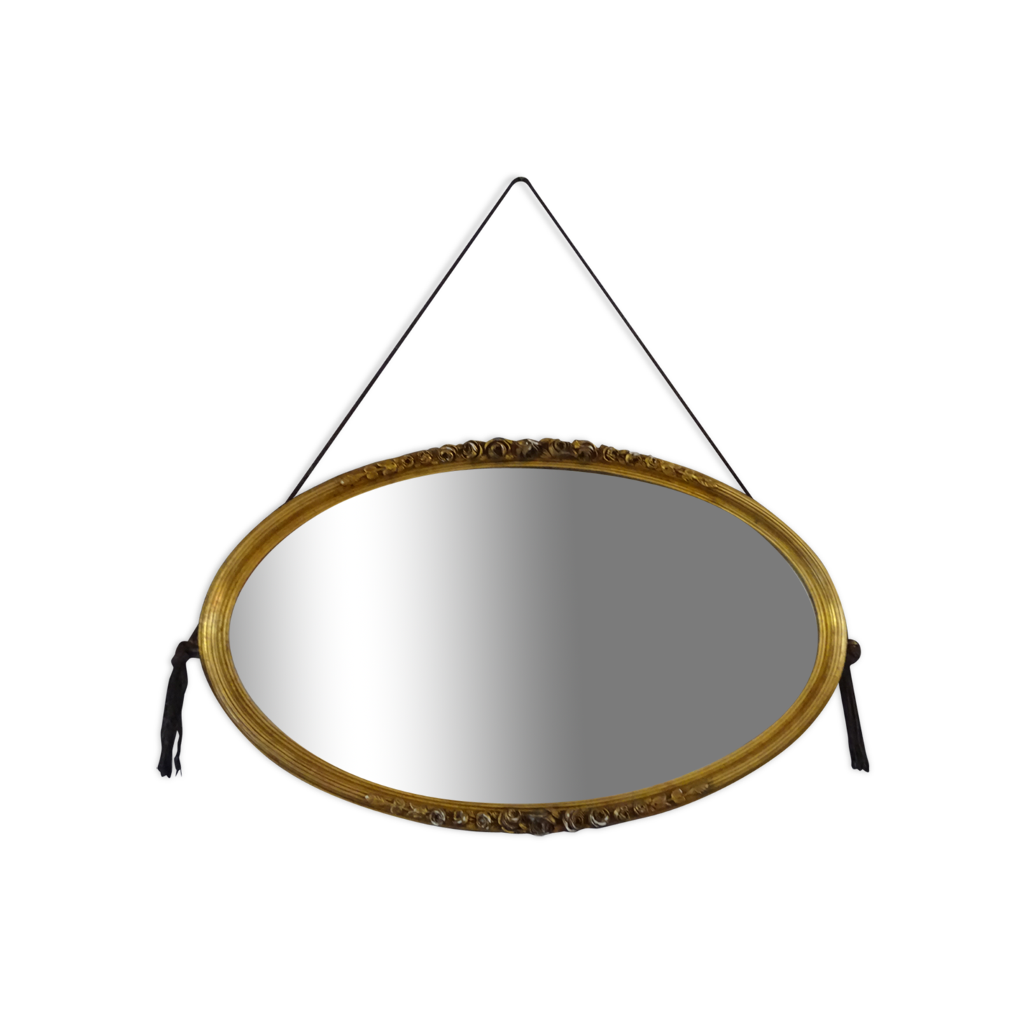 large old oval golden mirror 84x51cm