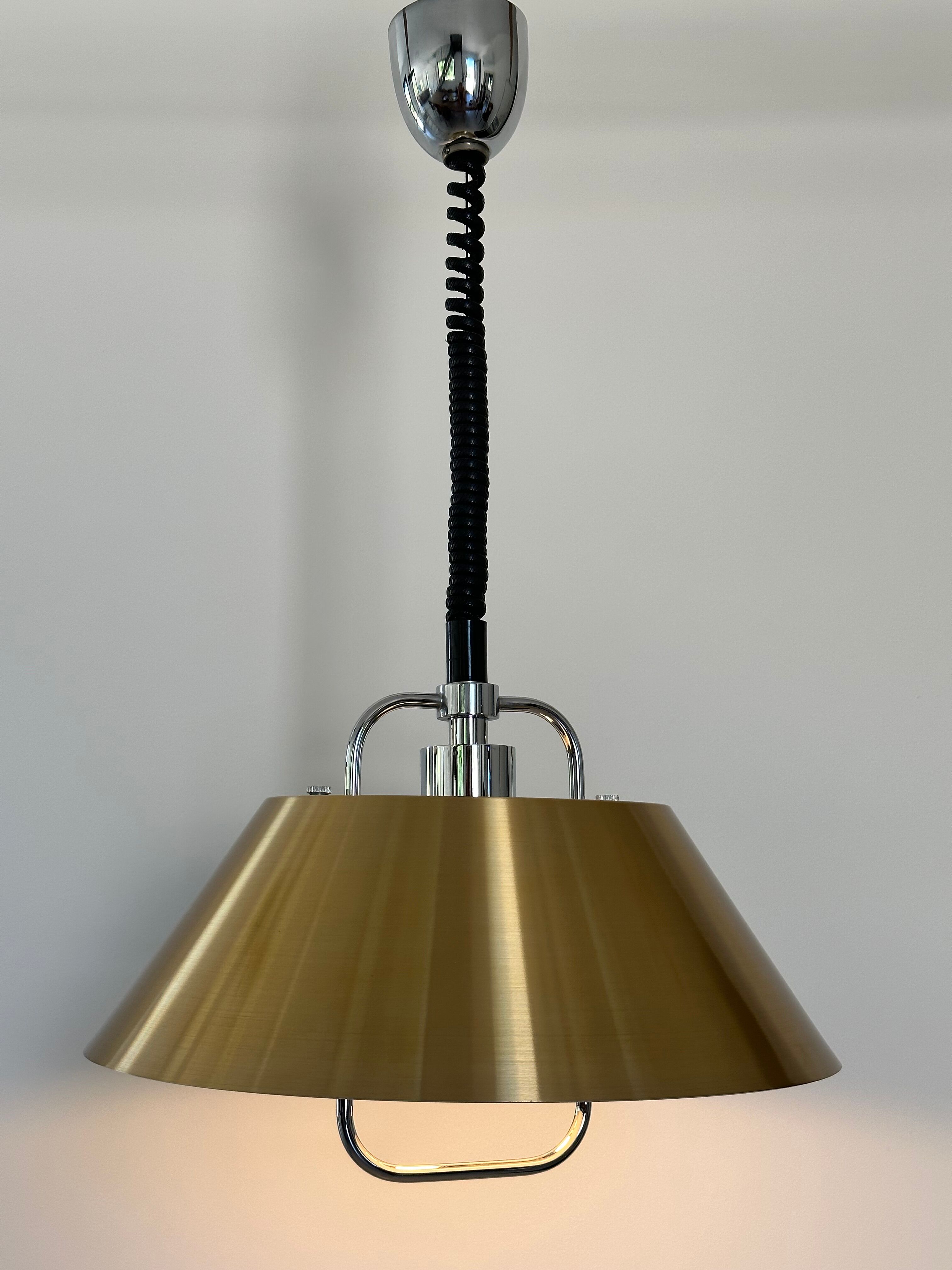 Chandelier pendant lamp rises and falls, design Jo Hammerborg for Fog and Mørup, Denmark circa 1960