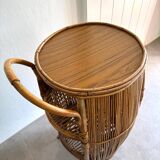 Vintage Bar Sports in bamboo and wicker bar cart, 1970s