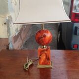 Lamp circa 1970 in iron and lacquered wood as well as bronze