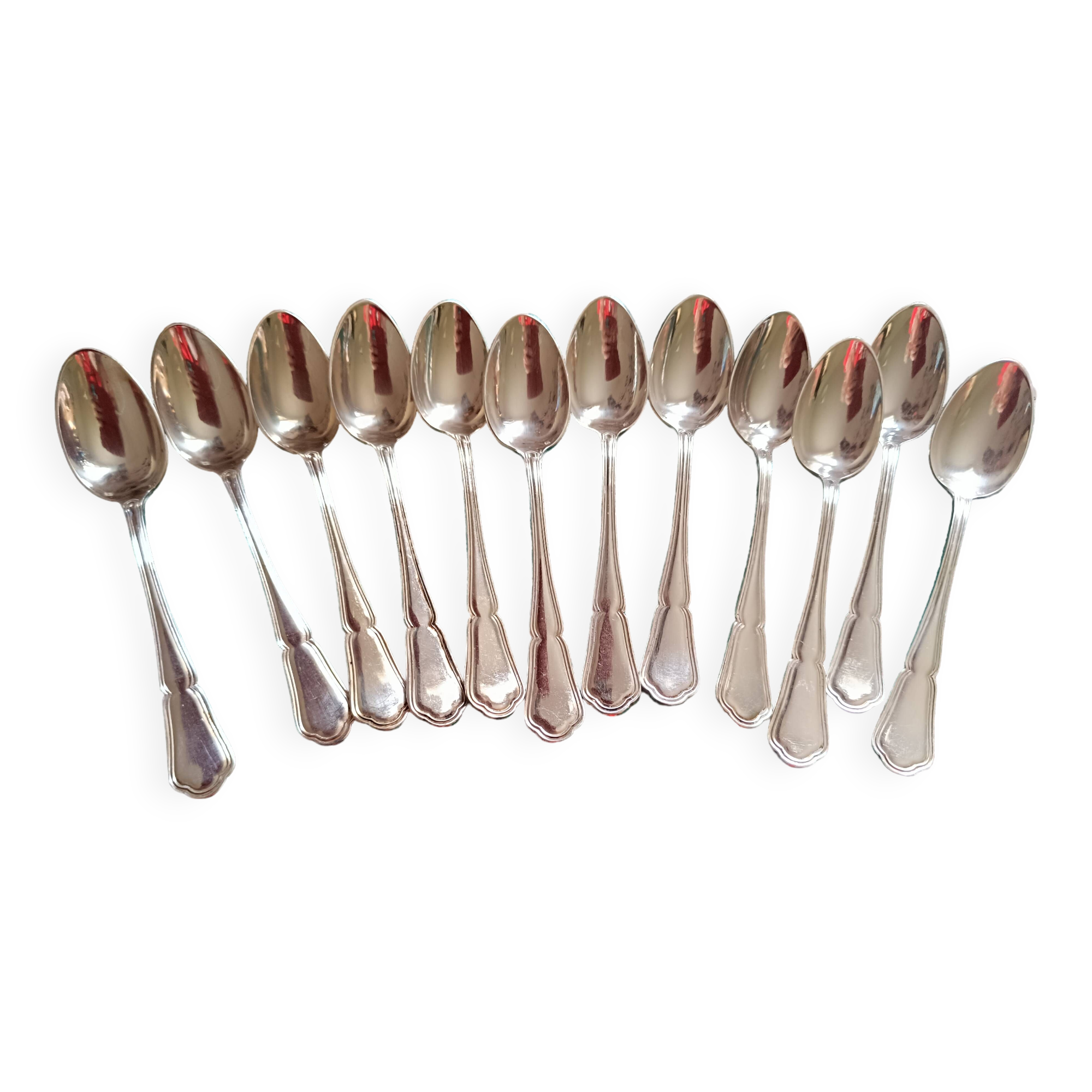 12 Coffee spoon in silver metal. Art Deco.