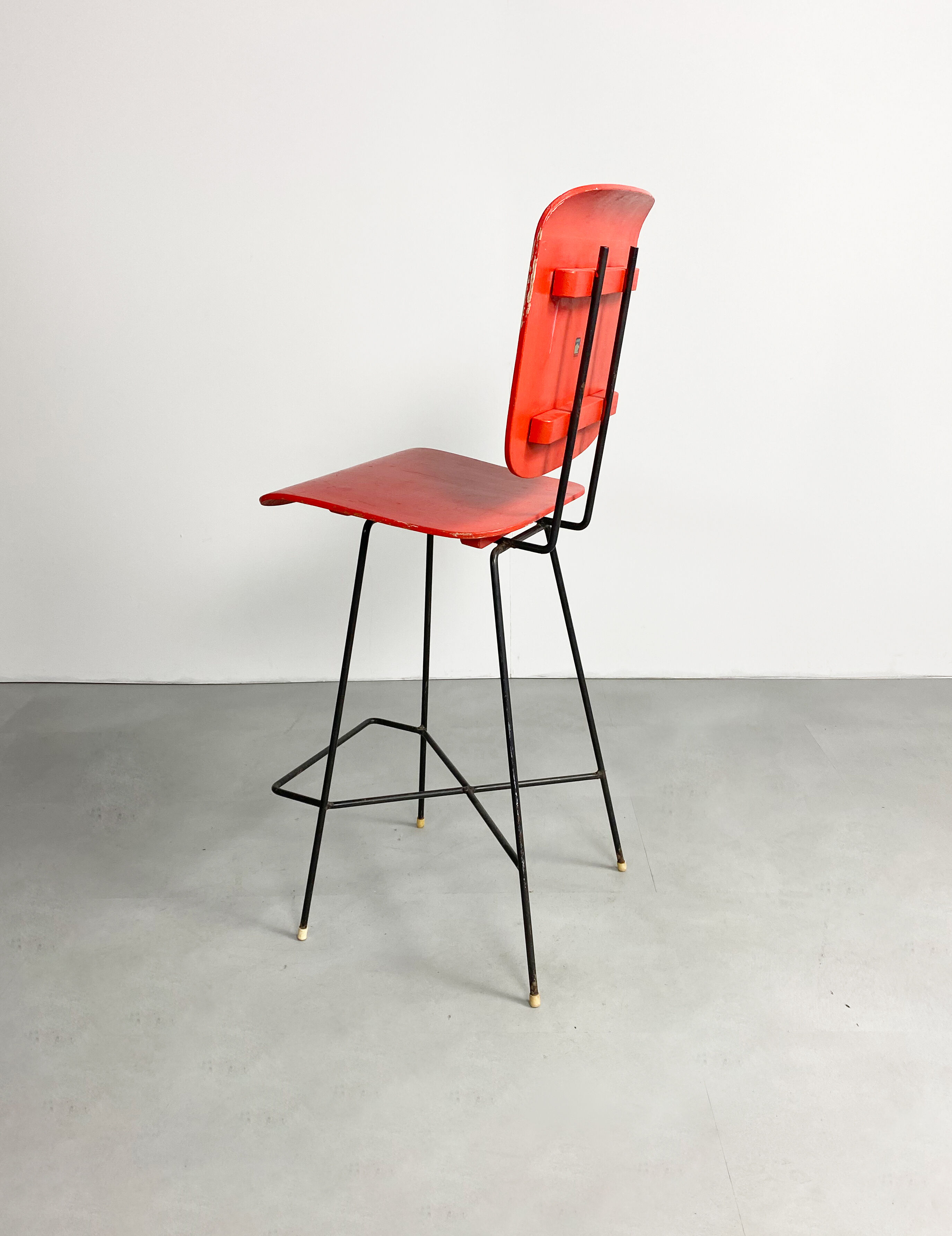 Dutch plywood bar stool by P.J Van Der Klugt for Everest, 1957