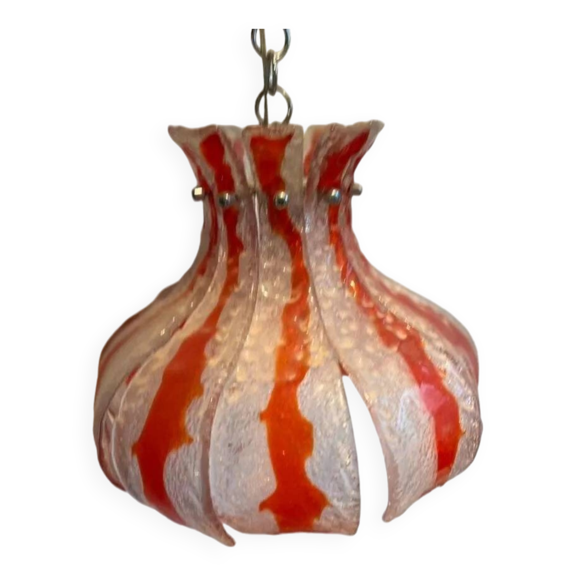Lampe fleur vintage en verre murano pour mazzega