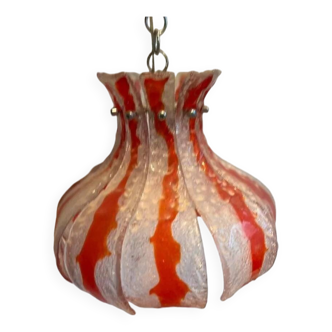 Lampe fleur vintage en verre murano pour mazzega