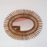 1960s rattan oval mirror (52*41 cm)
