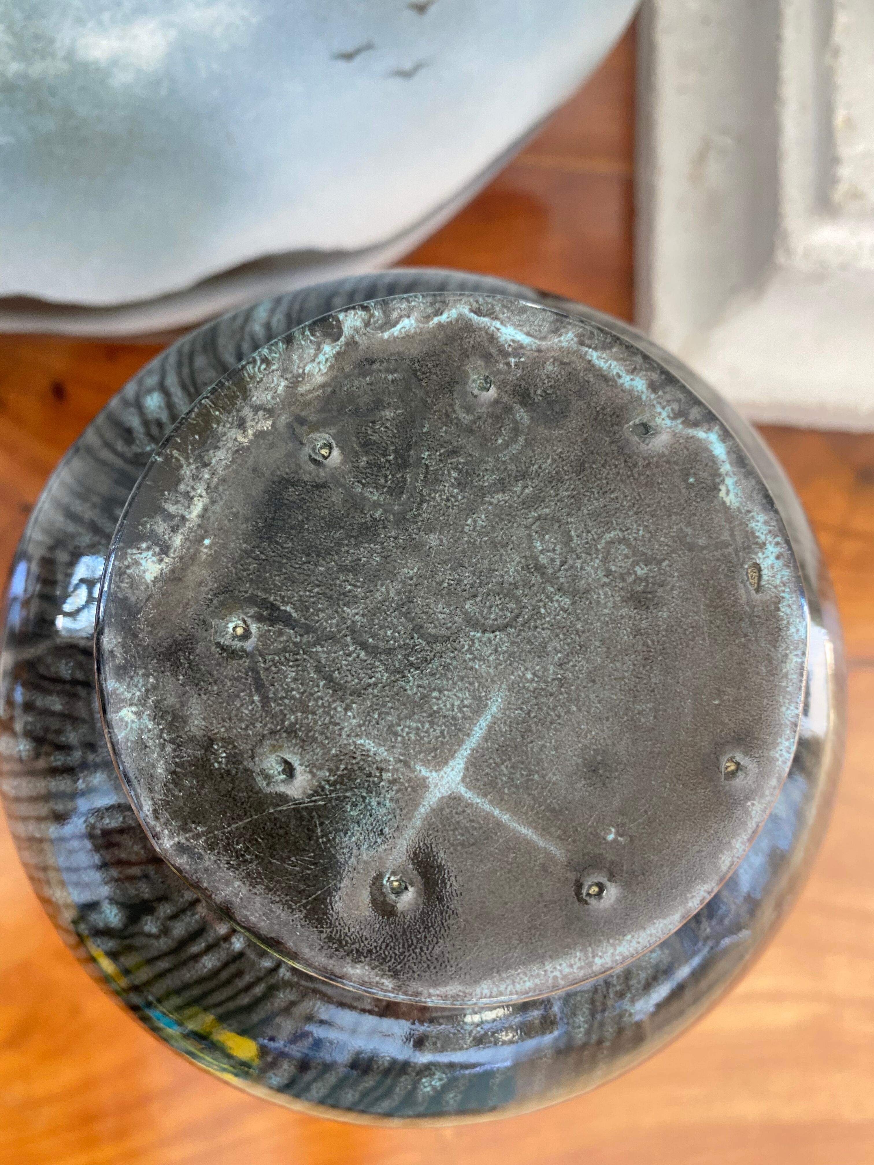 Accolay ceramic vase black gray and blue