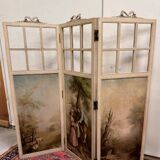 Louis XVI style three-leaf screen with Romantic and landscape decorations