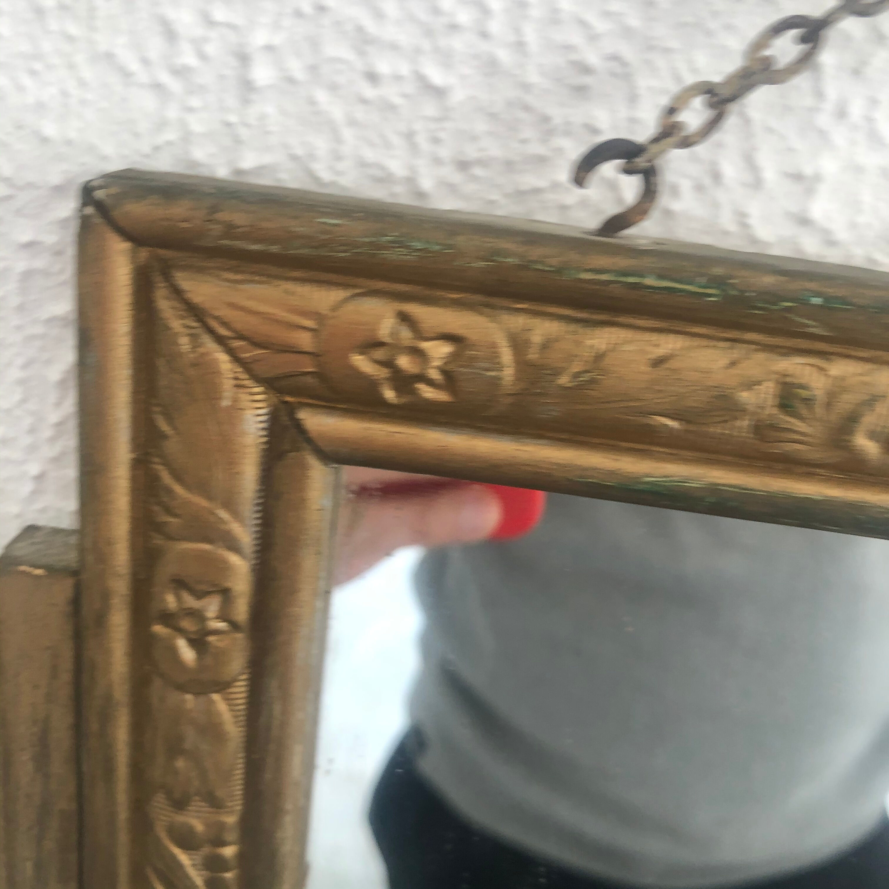Vintage mirror 1930 golden wood - 51 x 32 cm
