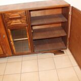 Sideboard from the 50s in burr walnut, stamped