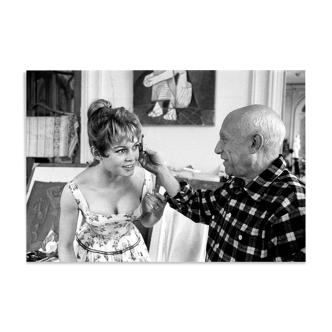 Photography, "Pablo Picasso and Brigitte Bardot", Vallauris, 1956 / 15 x 20 cm