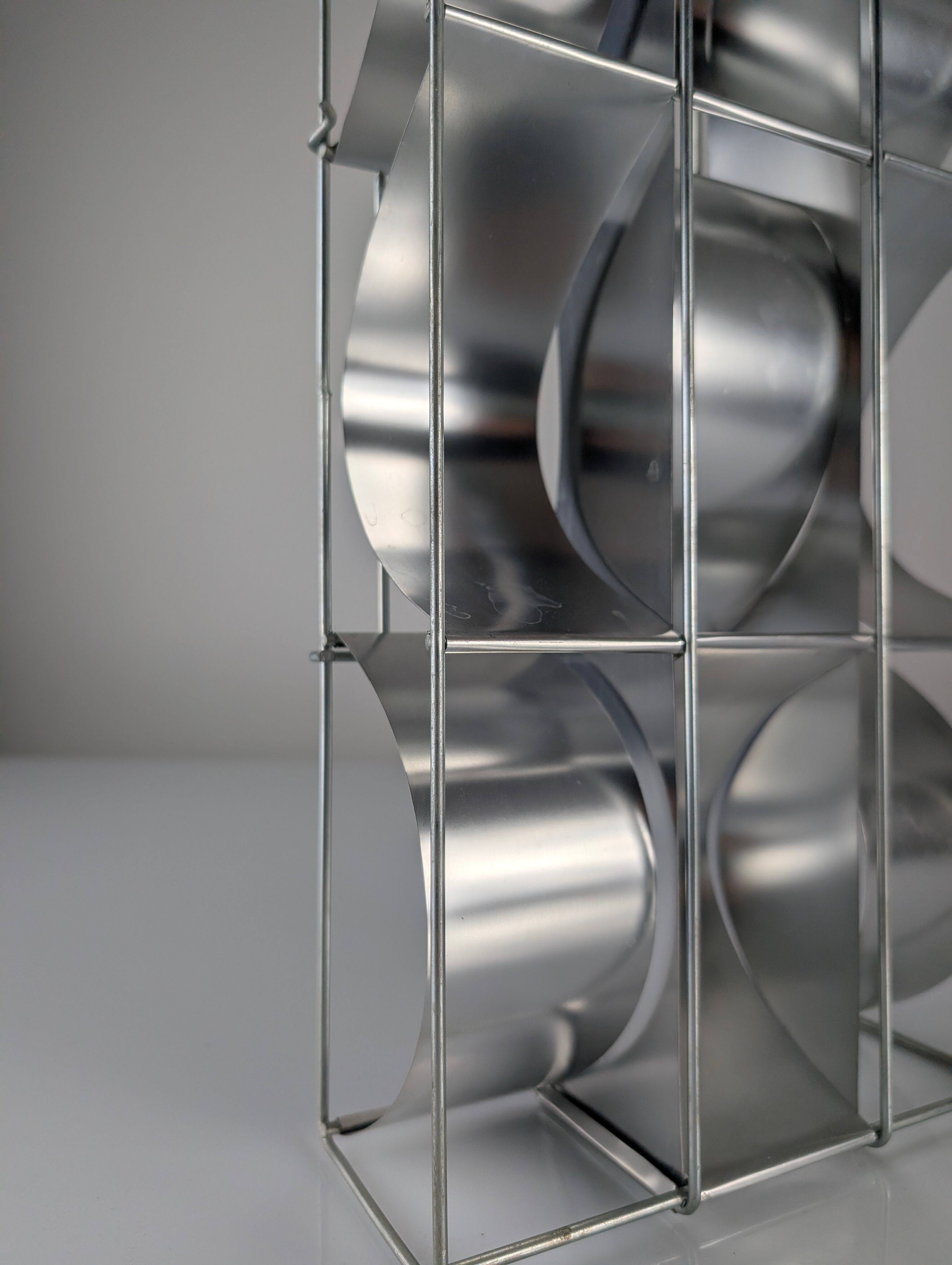 Max Sauze original aluminium geometric wall sconce, 1970s