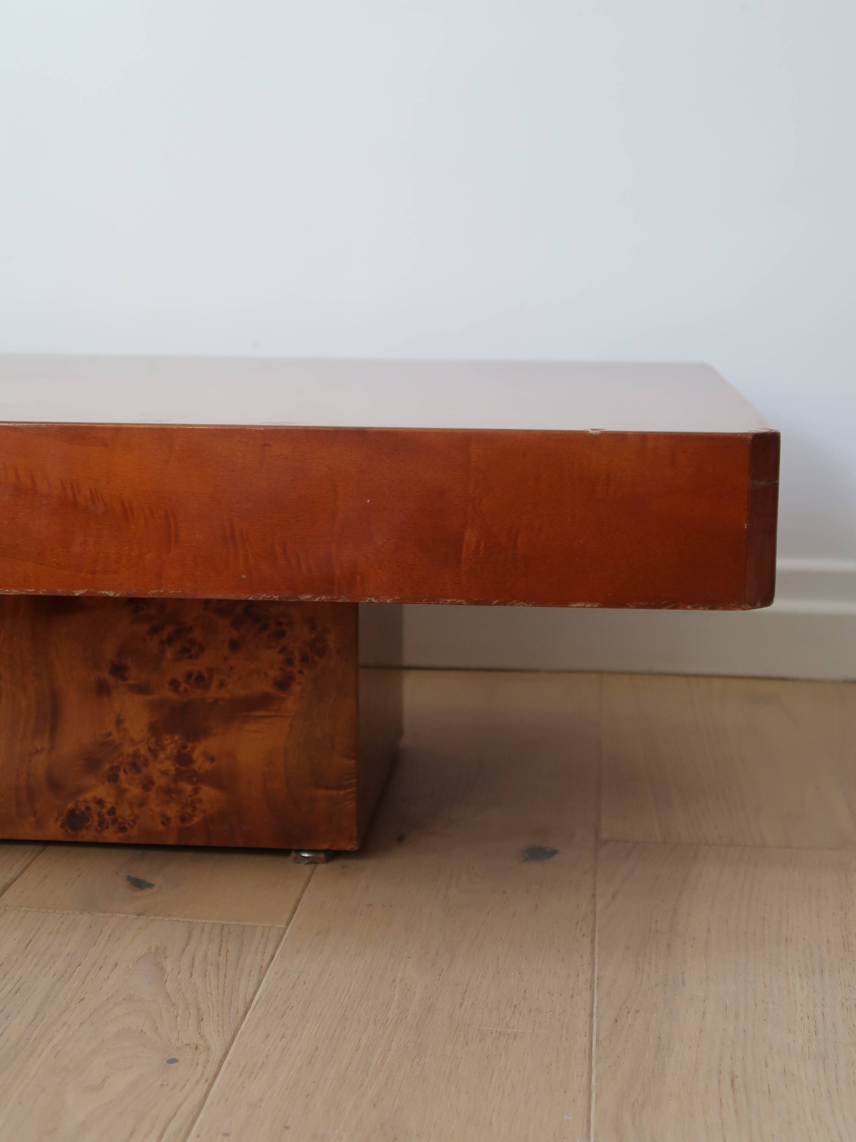 Vintage 70s elm burl coffee table