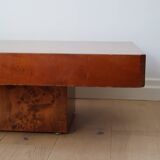 Table basse loupe d'orme 70 vintage
